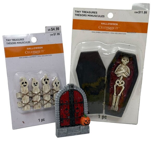 Halloween Skeletons Tombstones Miniatures Lot Celebrate It Tiny Treasures Decor - Picture 4 of 14